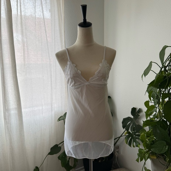 Savage X Fenty Floral Glow Lace & Mesh Slip in Angel White - Picture 2 of 6